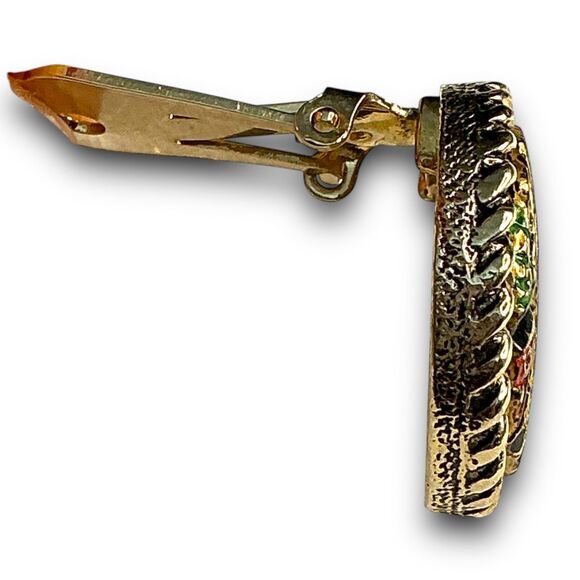 Vintage Sarah Coventry Mosiac Round Diamond Pattern Clip On Earrings Marked Sara - Picture 4 of 7